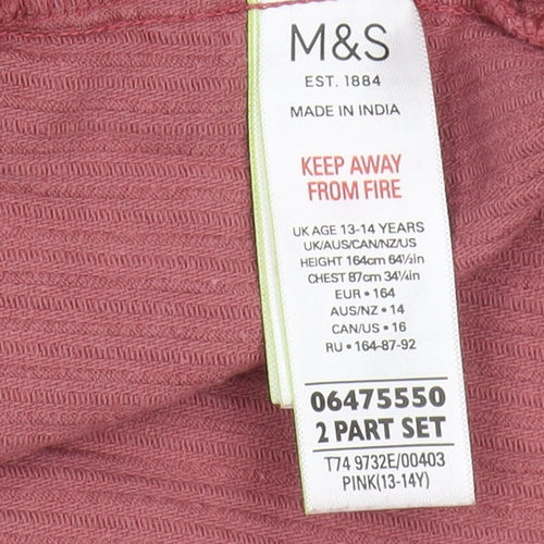 M&S Girls Pink Corduroy Pinafore Dress 13-14 years Casual Style