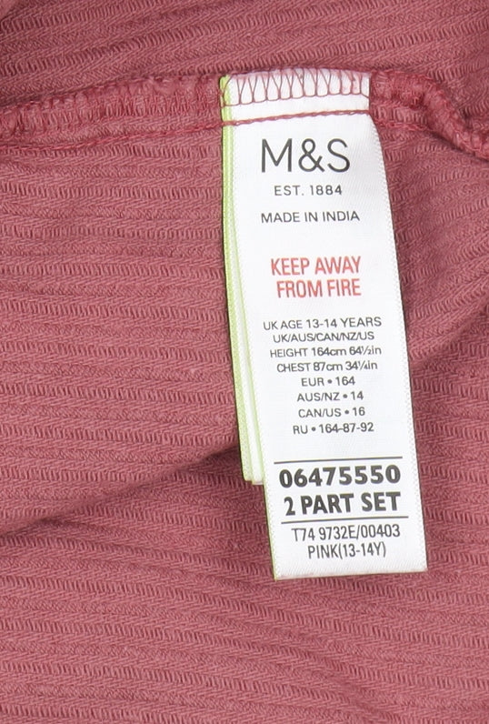 M&S Girls Pink Corduroy Pinafore Dress 13-14 years Casual Style