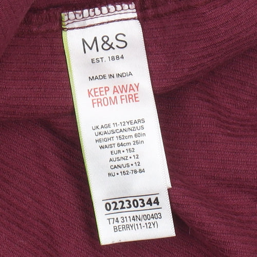 Marks and Spencer Girls Red Corduroy Skirt 11-12 Years