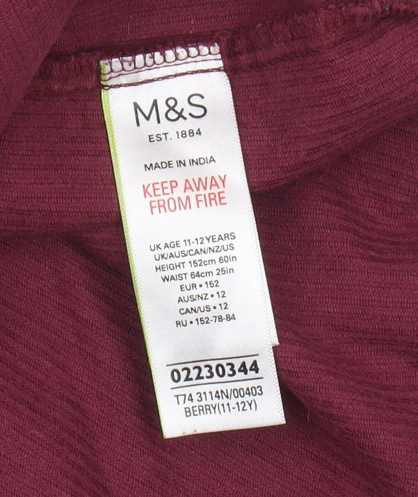 Marks and Spencer Girls Red Corduroy Skirt 11-12 Years