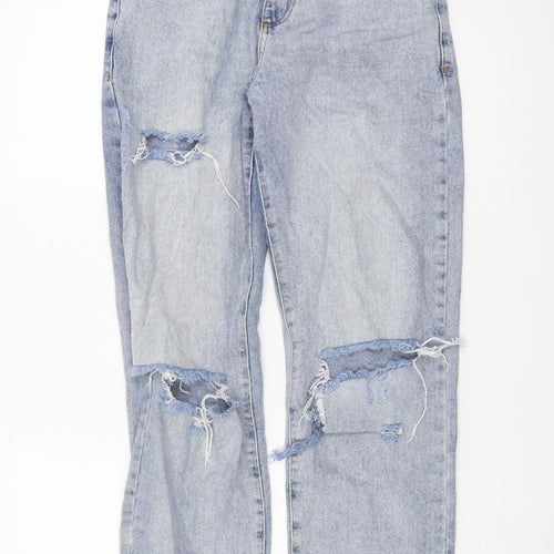 Collusion Women's Blue Distressed Straight Jeans, Size 29
