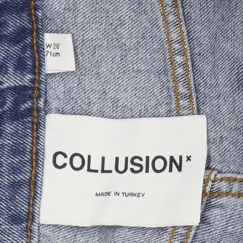 Collusion Women's Blue Distressed Straight Jeans, Size 29
