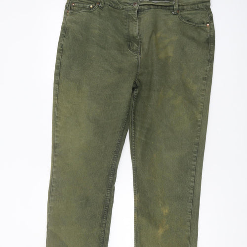 Cotton Traders Women's Green Straight Jeans Size 18