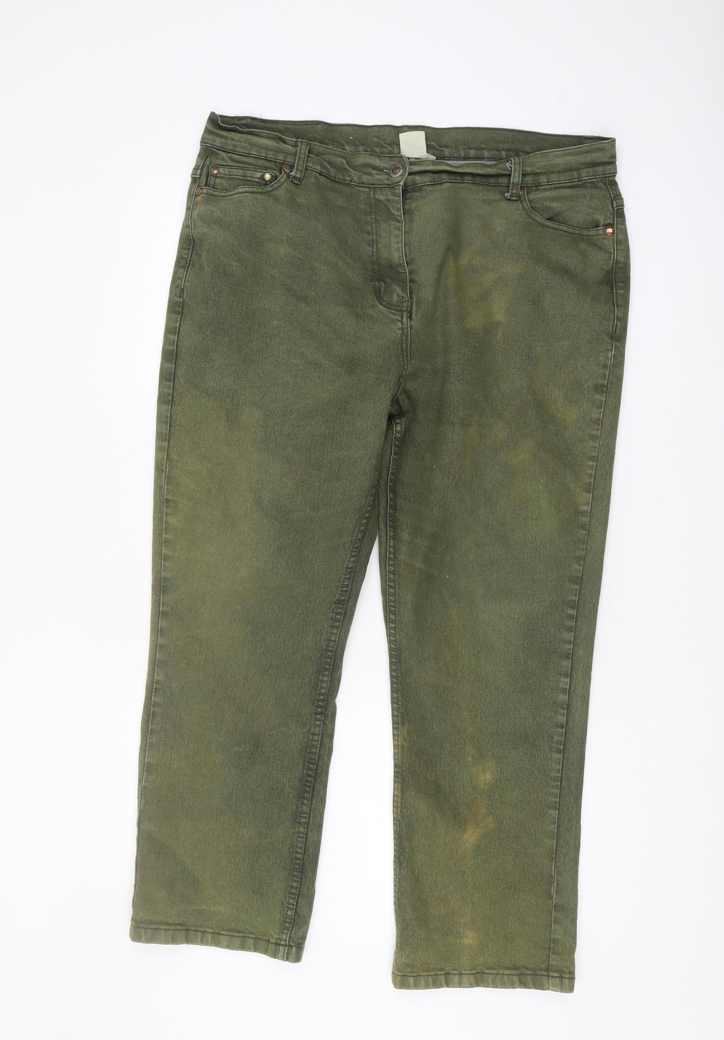 Cotton Traders Women's Green Straight Jeans Size 18