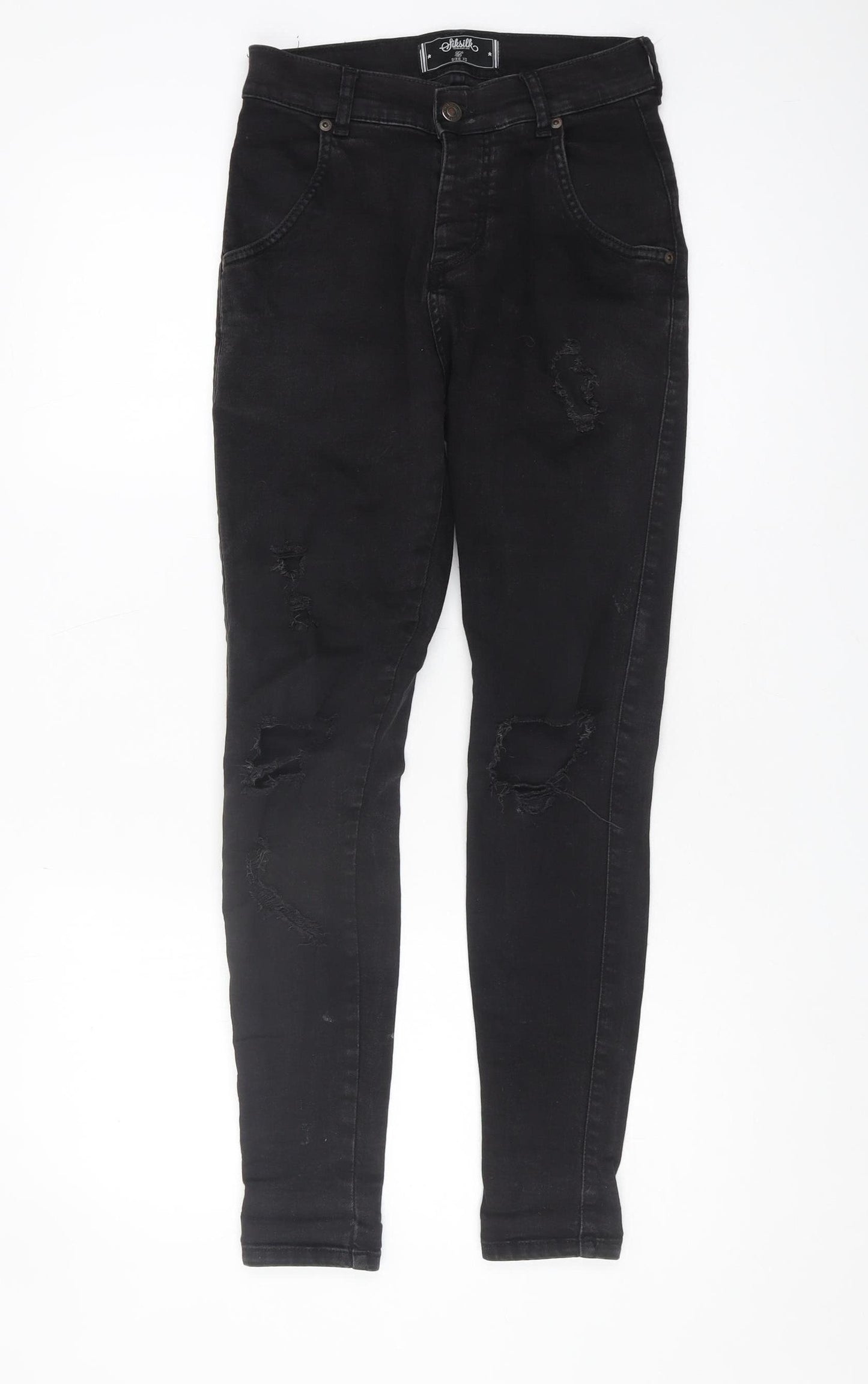 SikSilk Women's Black Skinny Distressed Jeans XS