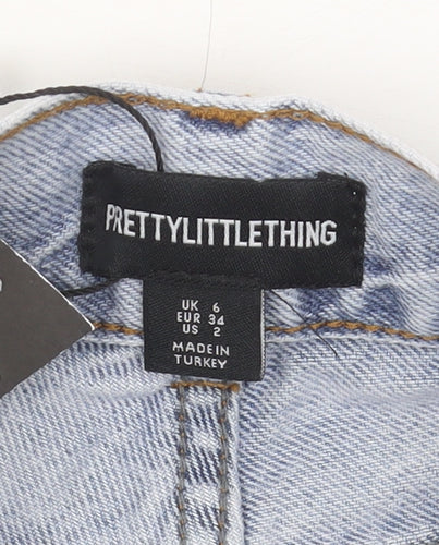 PrettyLittleThing Women's Blue Denim Cut-Off Shorts UK 6
