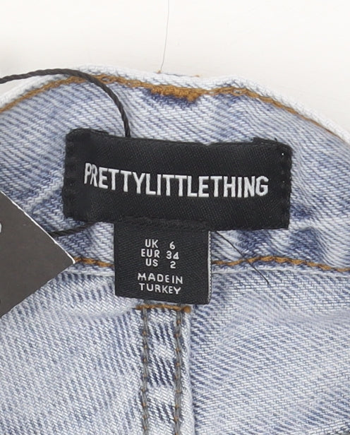 PrettyLittleThing Women's Blue Denim Cut-Off Shorts UK 6