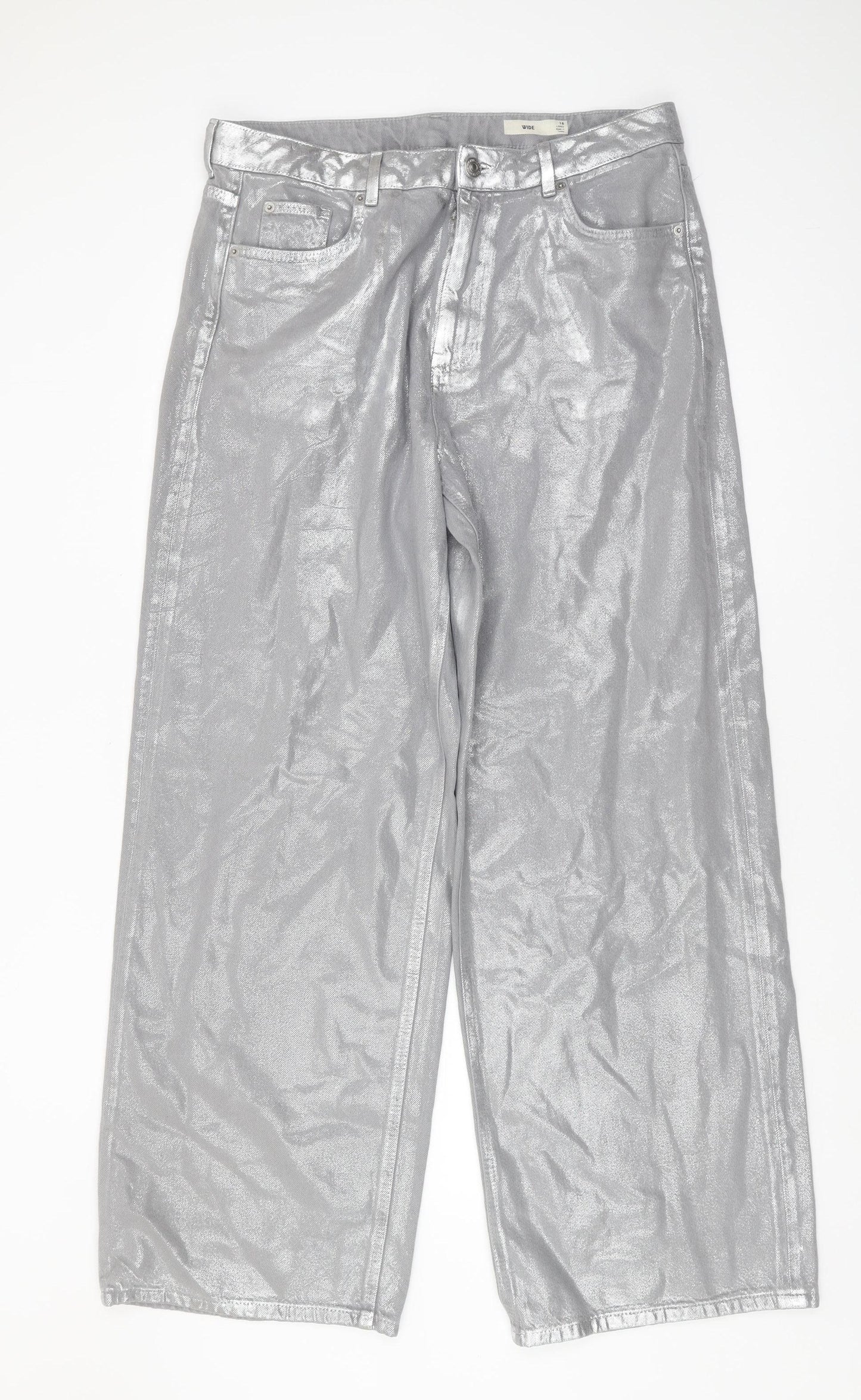 Marks and Spencer Women's Silver Jeans Size 12 Tall