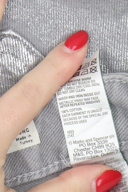 Marks and Spencer Women's Silver Jeans Size 12 Tall