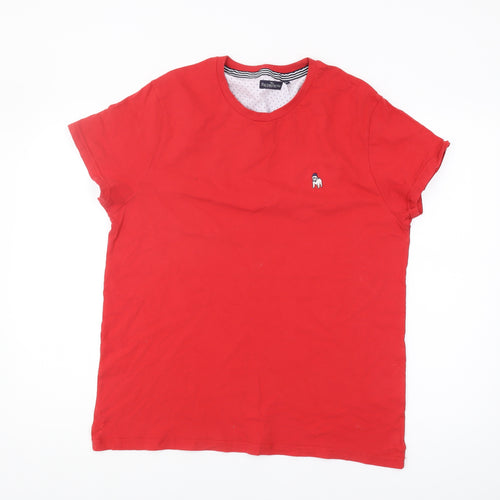The Spitalfields Red Cotton Unisex XL T-Shirt Crew Neck