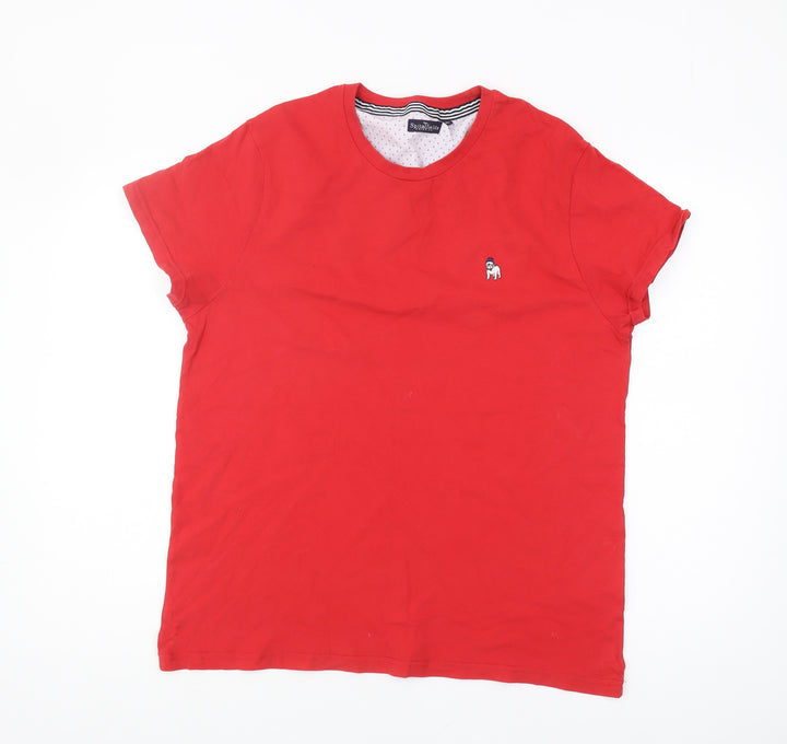 The Spitalfields Red Cotton Unisex XL T-Shirt Crew Neck