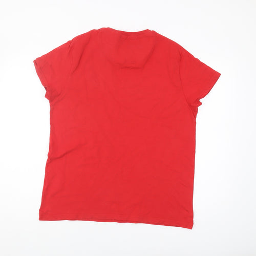 The Spitalfields Red Cotton Unisex XL T-Shirt Crew Neck
