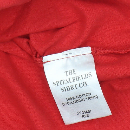 The Spitalfields Red Cotton Unisex XL T-Shirt Crew Neck