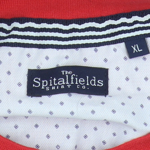 The Spitalfields Red Cotton Unisex XL T-Shirt Crew Neck