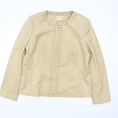 Viyella Beige Women's Jacket Size 16 Long Sleeve