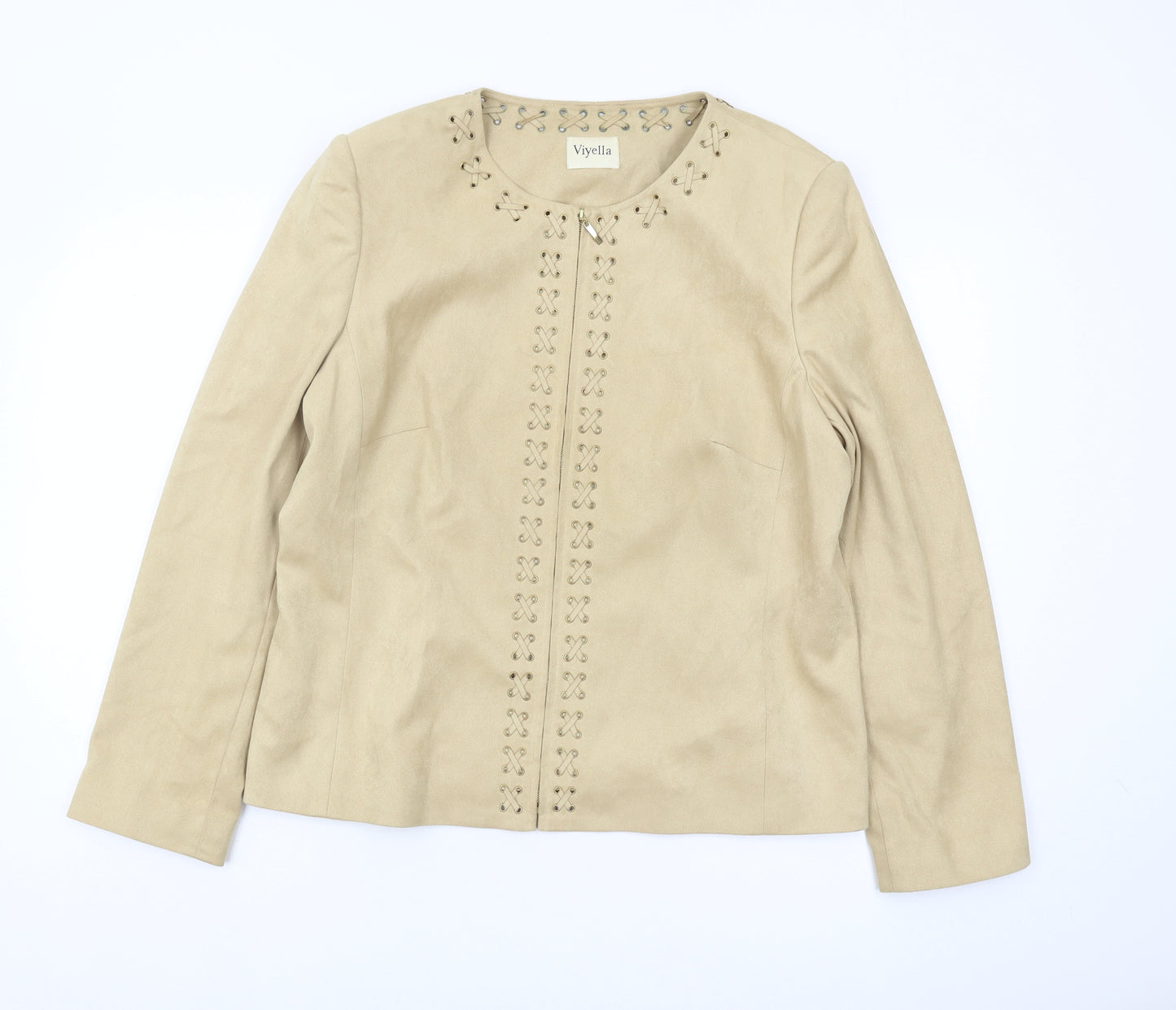 Viyella Beige Women's Jacket Size 16 Long Sleeve