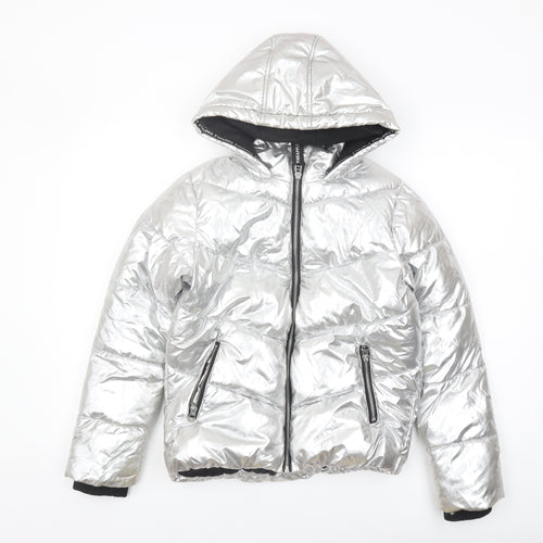 Pineapple Girls Silver Puffer Jacket 11-12 Years Hooded Winter
