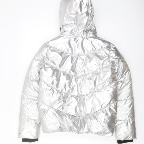 Pineapple Girls Silver Puffer Jacket 11-12 Years Hooded Winter