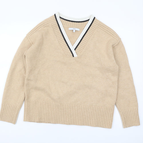 Next Women's Beige V-Neck Pullover Jumper M