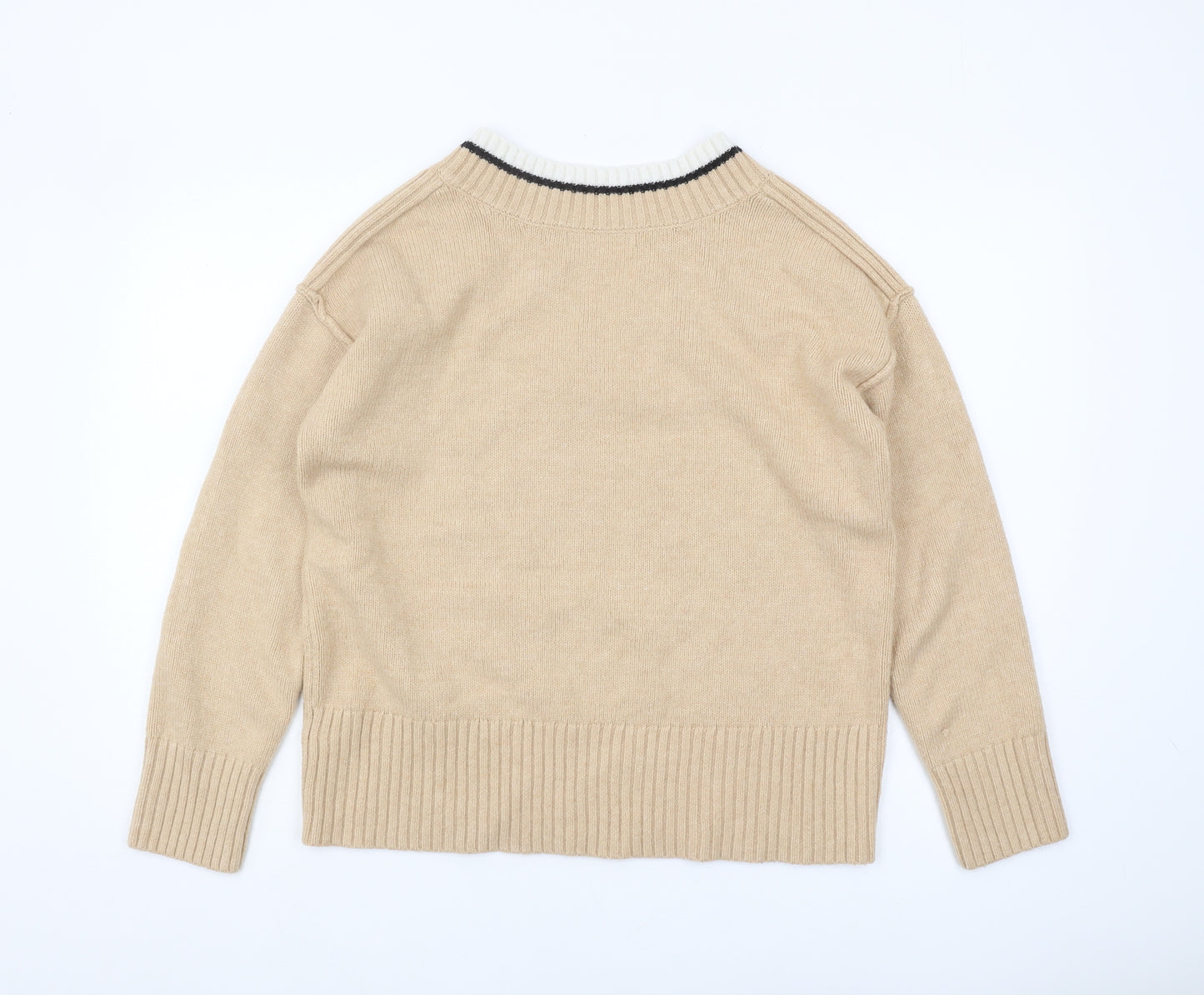 Next Women's Beige V-Neck Pullover Jumper M