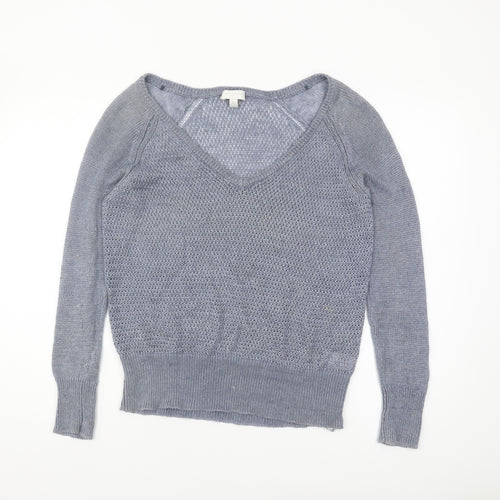 The White Company Women's Grey Linen Pullover Jumper Size 12
