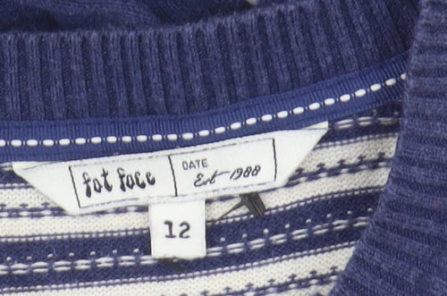 Fat Face Women's Blue Striped Pullover Jumper Size 12