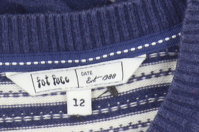 Fat Face Women's Blue Striped Pullover Jumper Size 12