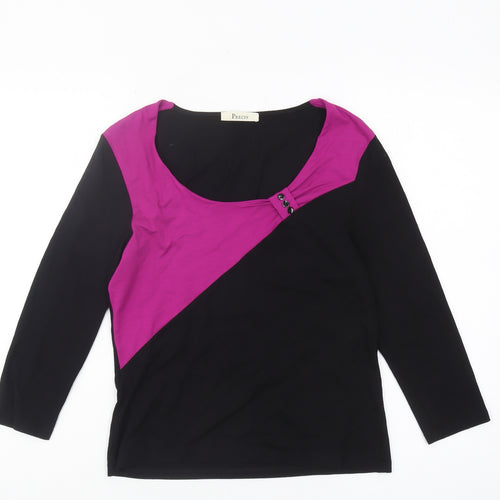 Precis Women's Black Pink 3/4 Sleeve Colourblock Top