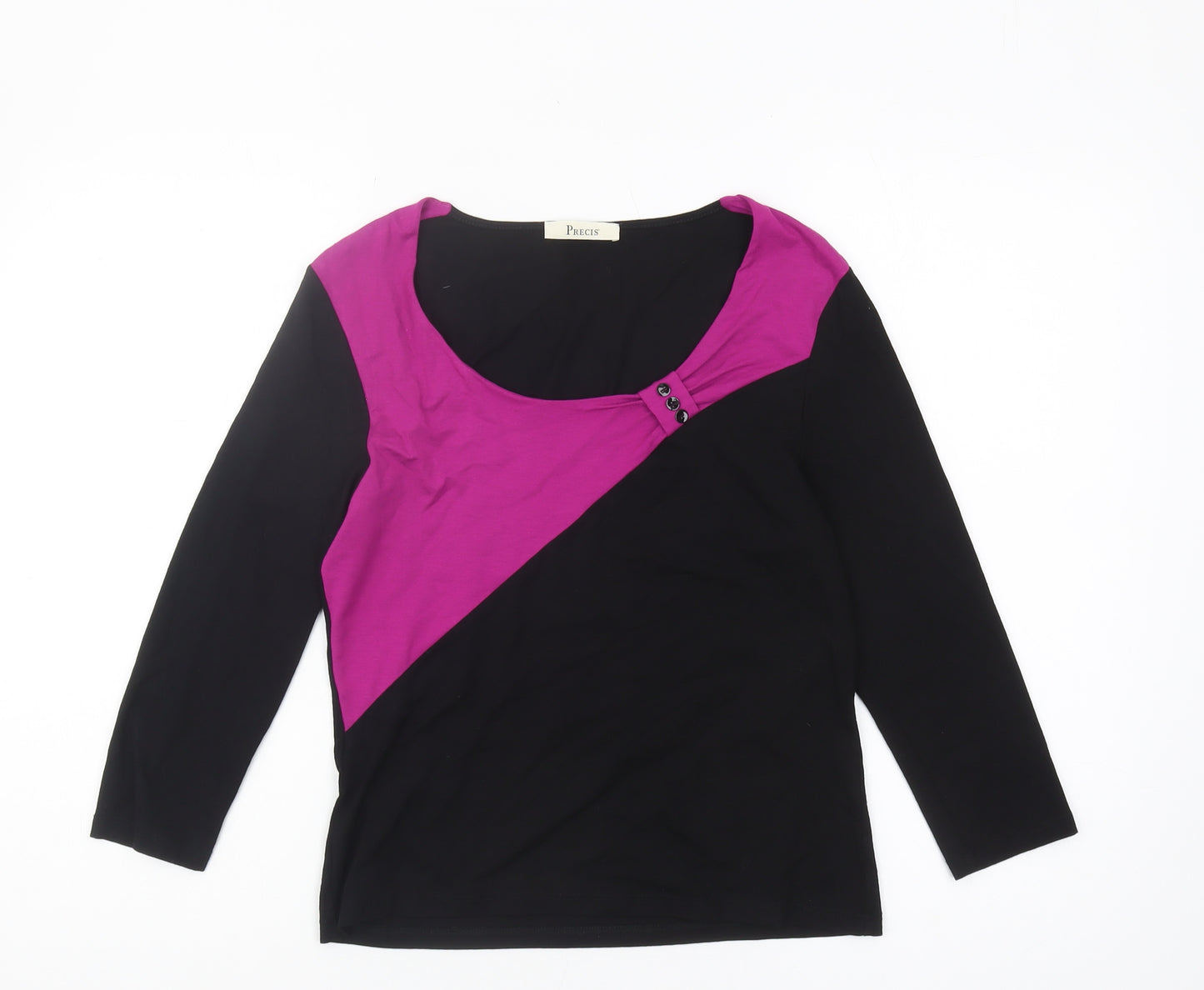 Precis Women's Black Pink 3/4 Sleeve Colourblock Top