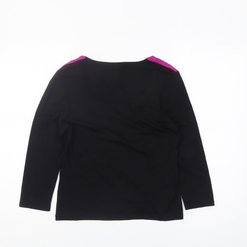 Precis Women's Black Pink 3/4 Sleeve Colourblock Top