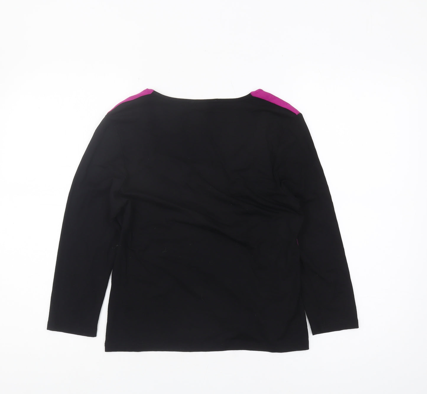 Precis Women's Black Pink 3/4 Sleeve Colourblock Top