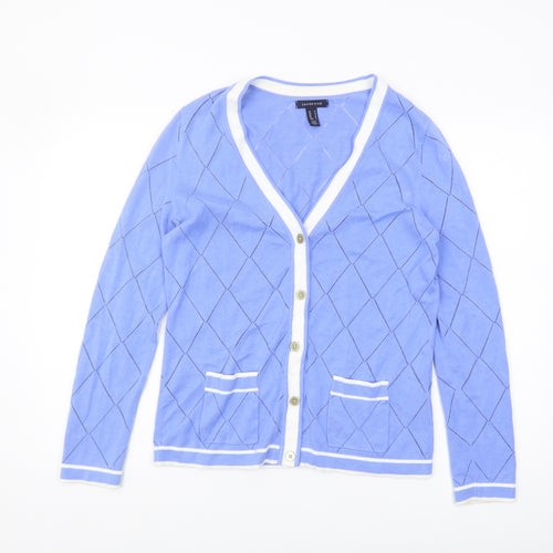 Lands' End Women's Blue Cardigan, Size S, Argyle