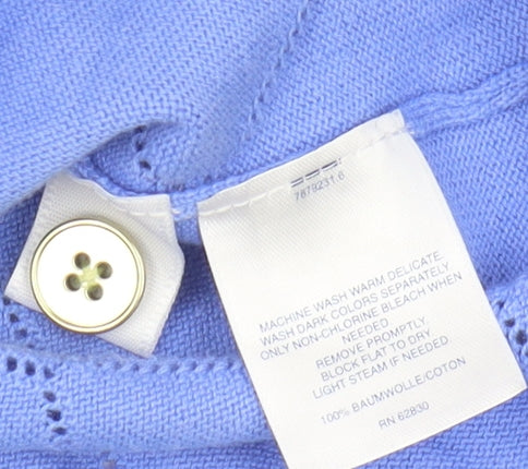 Lands' End Women's Blue Cardigan, Size S, Argyle