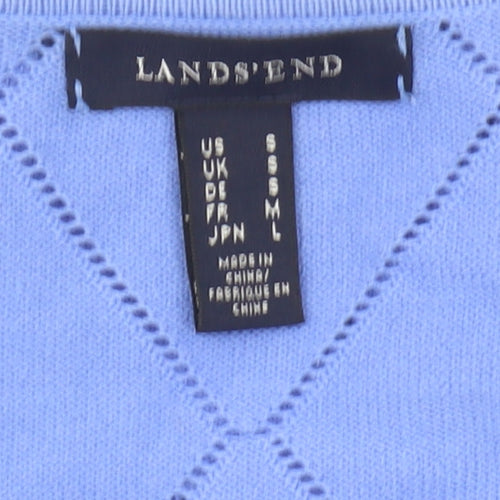 Lands' End Women's Blue Cardigan, Size S, Argyle