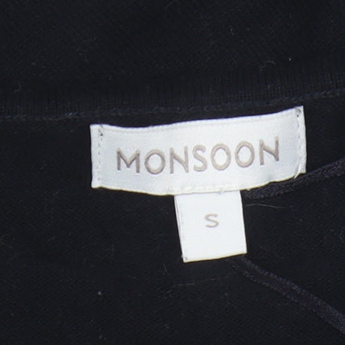 Monsoon Women's Black Tunic Jumper, Size S, V-Neck Style