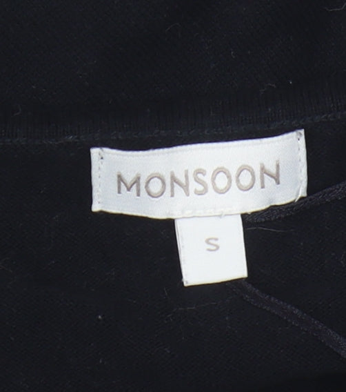 Monsoon Women's Black Tunic Jumper, Size S, V-Neck Style