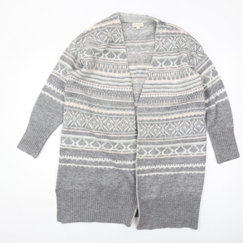 Monsoon Women's Grey Cardigan M Chunky Knit Fair Isle
