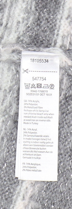 Monsoon Women's Grey Cardigan M Chunky Knit Fair Isle