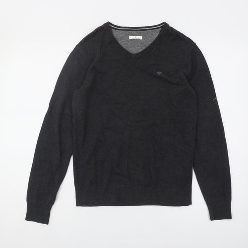 Tom Tailor Men's Black S V-Neck Cotton Pullover Jumper