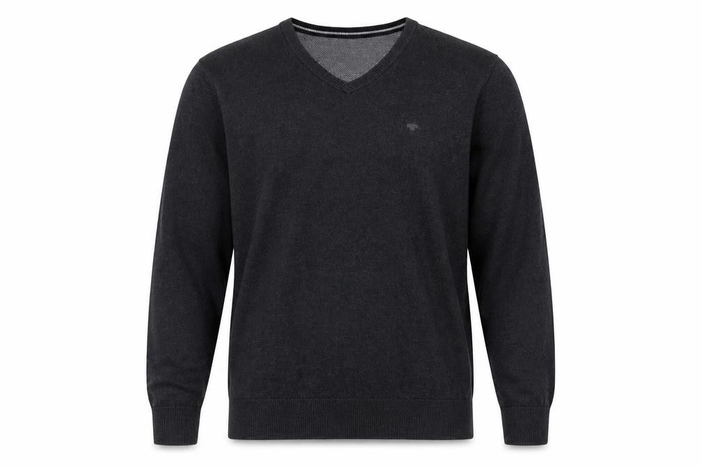 Front view of Tom Tailor Men's Black S V-Neck Cotton jumper