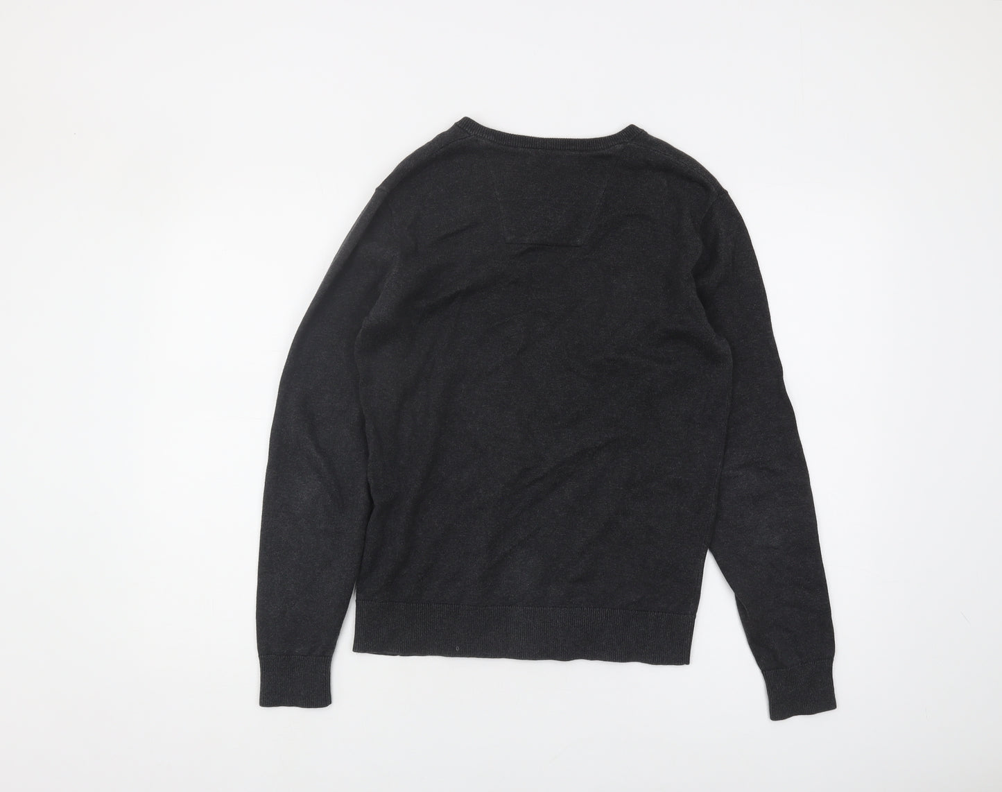 Tom Tailor Men's Black S V-Neck Cotton Pullover Jumper