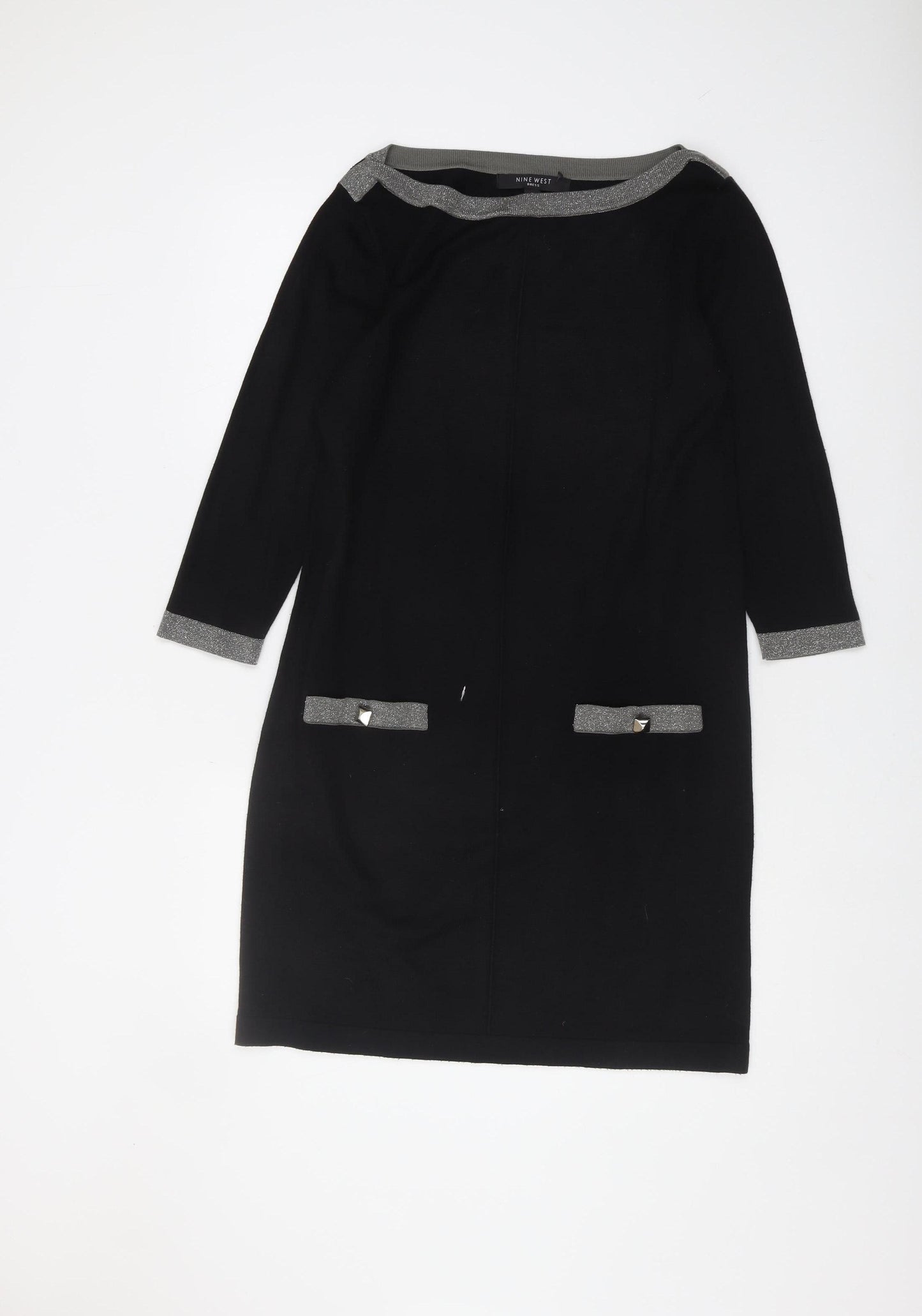 Nine West Women's Black Boat Neck Dress S