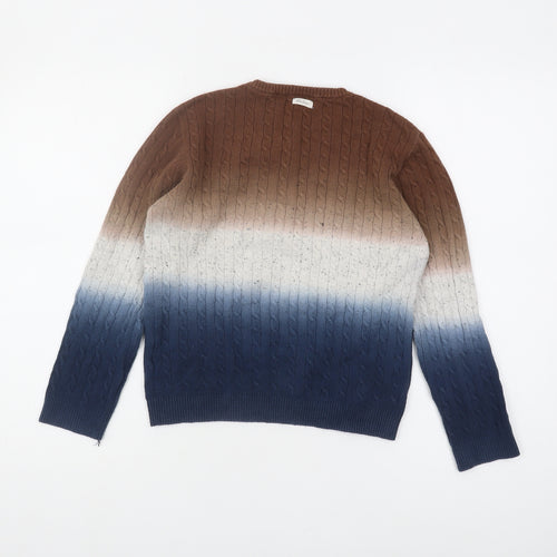 Blue Wave Boys' Ombre Henley Jumper - Blue & Brown, Size 12