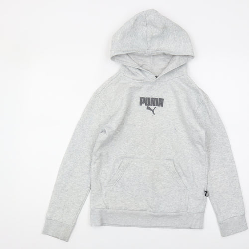 Puma Boys Grey Pullover Hoodie, Size 11-12, Casual Wear