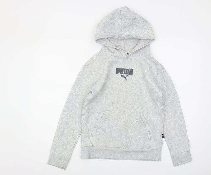 Puma Boys Grey Pullover Hoodie, Size 11-12, Casual Wear