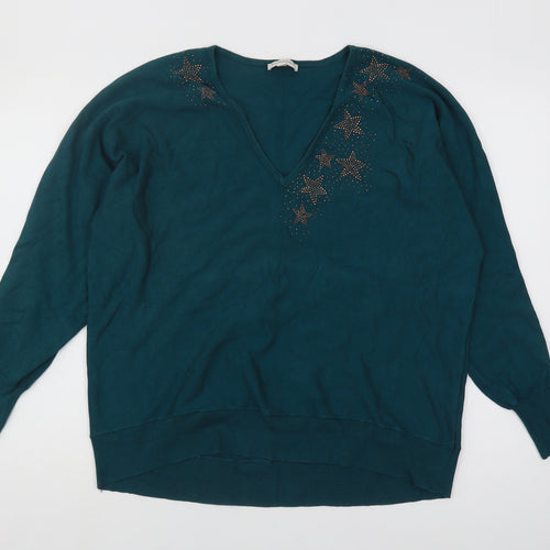 Monsoon Women's Green V-Neck Jumper L