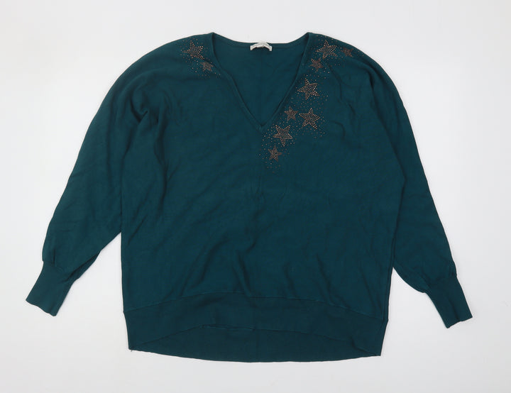 Monsoon Women's Green V-Neck Jumper L