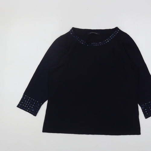 Windsmoor Women's Blue Pullover M Beaded Trim Jumper