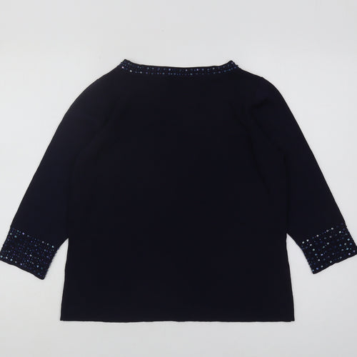 Windsmoor Women's Blue Pullover M Beaded Trim Jumper