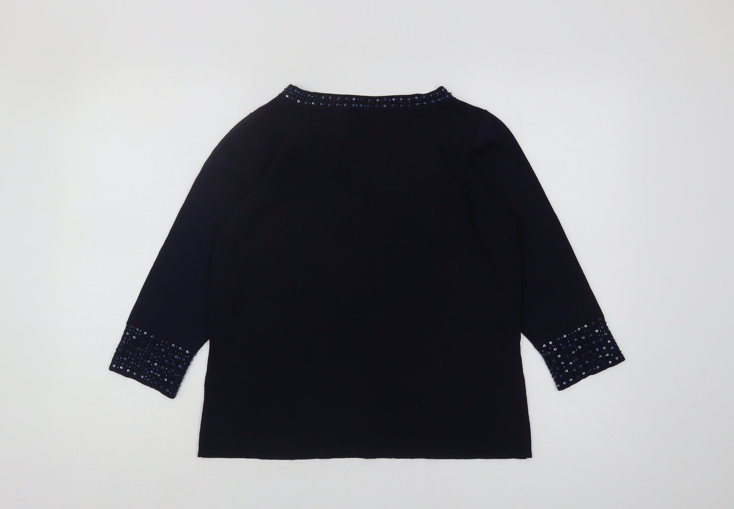 Windsmoor Women's Blue Pullover M Beaded Trim Jumper